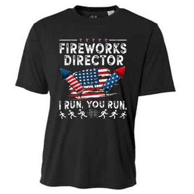 Fireworks Director I Run You Run Flag Funny 4th Of July Cooling Performance Crew T-Shirt