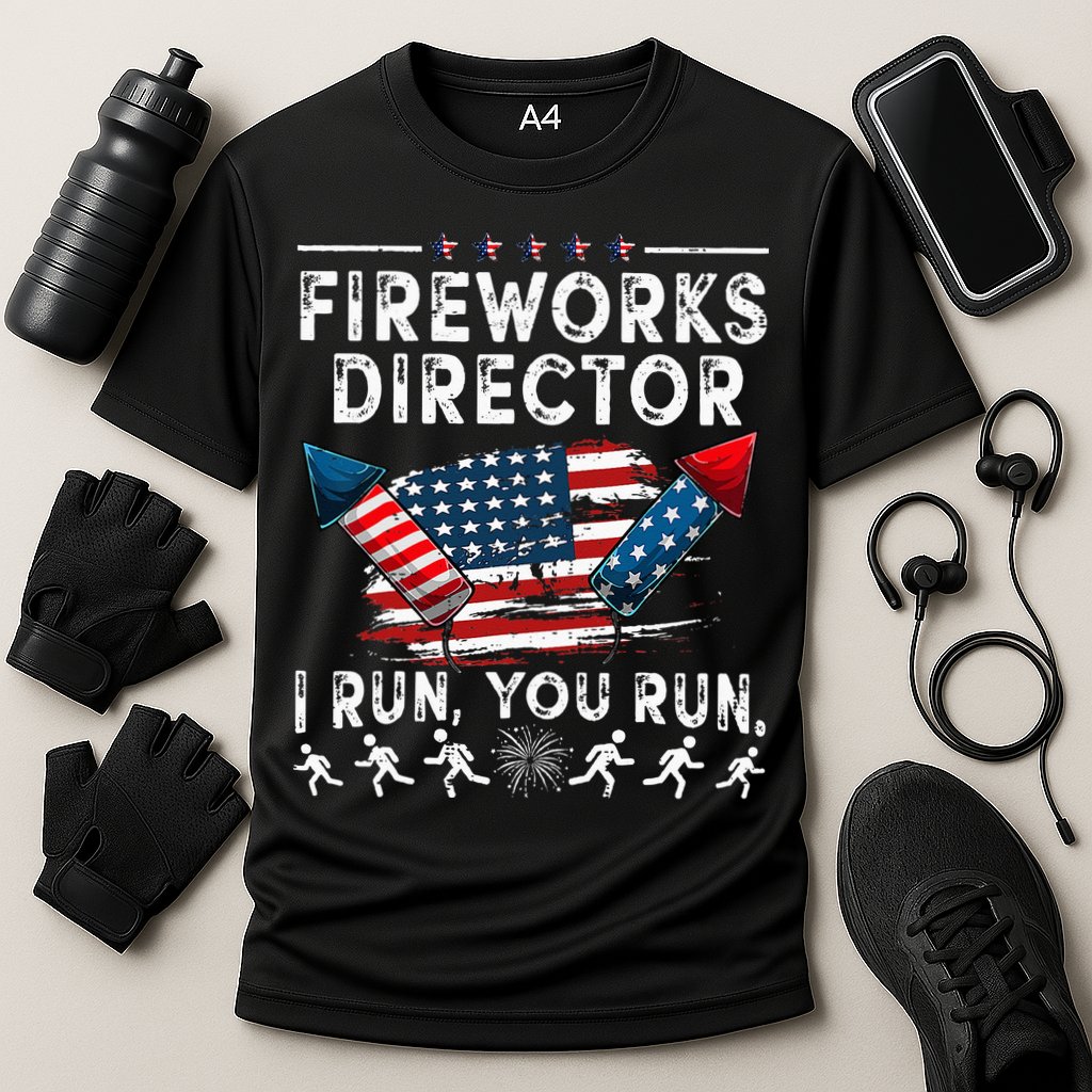 Fireworks Director I Run You Run Flag Funny 4th Of July Performance Shirt