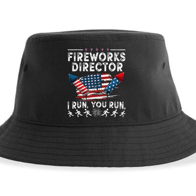 Fireworks Director I Run You Run Flag Funny 4th Of July Sustainable Bucket Hat