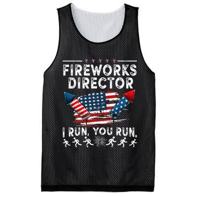 Fireworks Director I Run You Run Flag Funny 4th Of July Mesh Reversible Basketball Jersey Tank