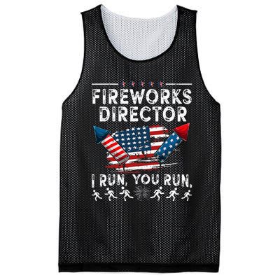 Fireworks Director I Run You Run Flag Funny 4th Of July Mesh Reversible Basketball Jersey Tank