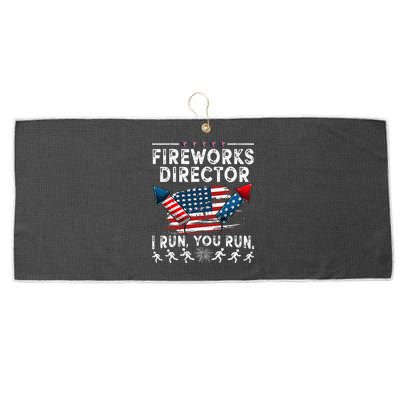 Fireworks Director I Run You Run Flag Funny 4th Of July Large Microfiber Waffle Golf Towel