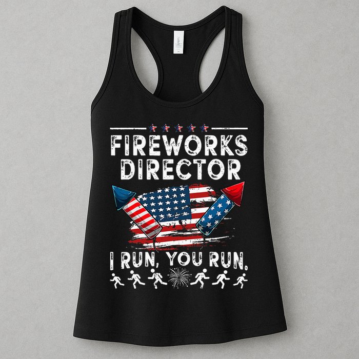 Fireworks Director I Run You Run Flag Funny 4th Of July Womens Tank Top