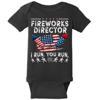Fireworks Director I Run You Run Flag Funny 4th Of July Baby Bodysuit