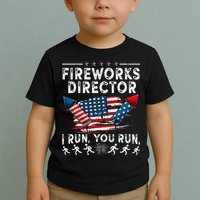 Fireworks Director I Run You Run Flag Funny 4th Of July Toddler T-Shirt