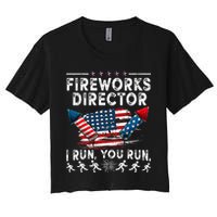 Fireworks Director I Run You Run Flag Funny 4th Of July Crop Top