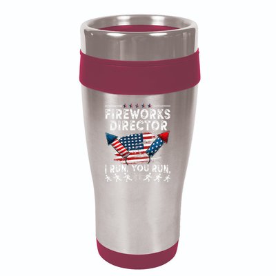 Fireworks Director I Run You Run Flag Funny 4th Of July 16oz Travel Tumbler