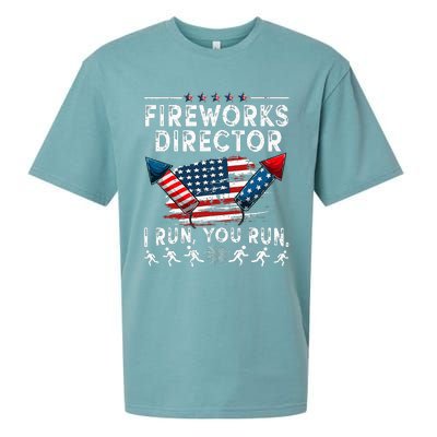 Fireworks Director I Run You Run Flag Funny 4th Of July Sueded Cloud Jersey T-Shirt