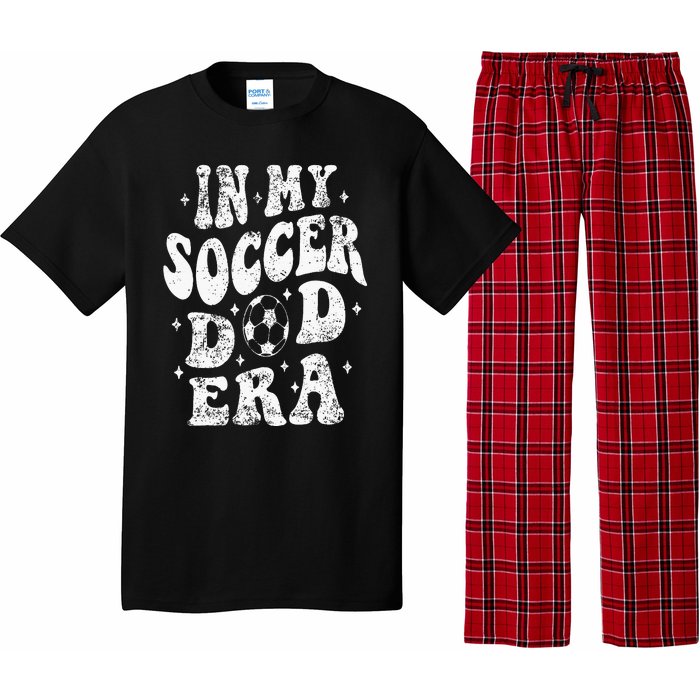 Fathers Day In My Soccer Dad Era Groovy Funny Cheer Dad Pajama Set