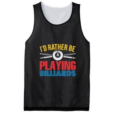 Father's Day I'd Rather Be Playing Billiards Gift For Dad Mesh Reversible Basketball Jersey Tank