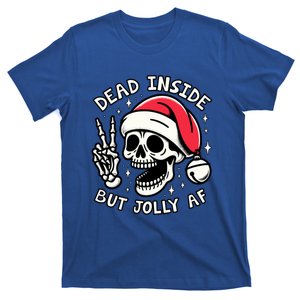 Funny Dead Inside But Jolly Af Skeleton Skull Christmas Gift T-Shirt