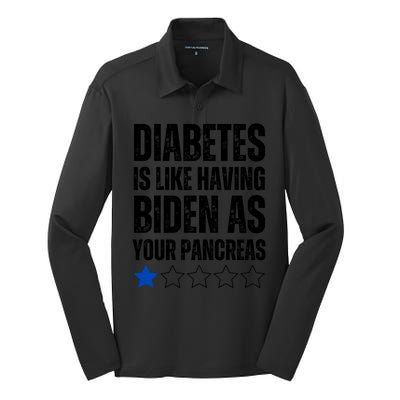 Funny Diabetes Is Like Having Biden As Your Pancreas Silk Touch Performance Long Sleeve Polo