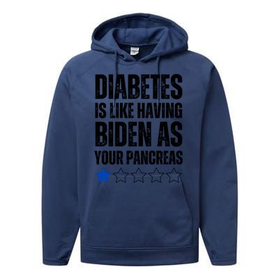 Funny Diabetes Is Like Having Biden As Your Pancreas Performance Fleece Hoodie