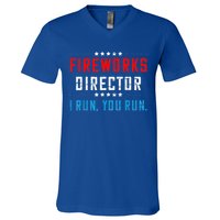 Fireworks Director If I Run You Run V-Neck T-Shirt