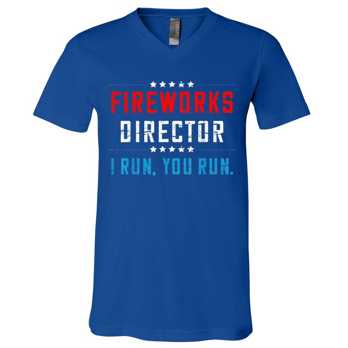 Fireworks Director If I Run You Run V-Neck T-Shirt
