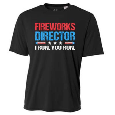 Fireworks Director I Run You Run Funny 4th Of July Cooling Performance Crew T-Shirt