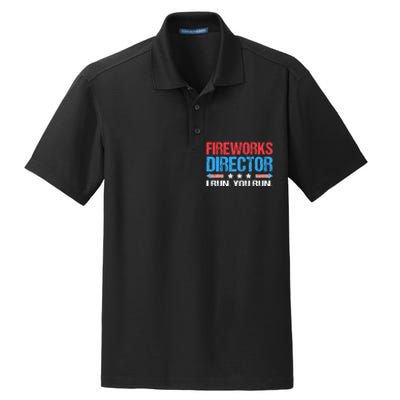 Fireworks Director I Run You Run Funny 4th Of July Dry Zone Grid Polo