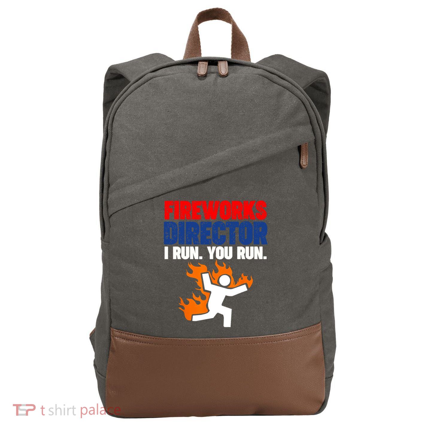 Fireworks Director I Run You Run Cotton Canvas Backpack