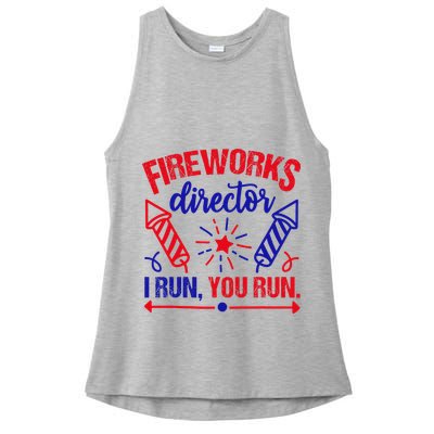 Fireworks Director I Run You Run 4th Of July Usa Ladies PosiCharge Tri-Blend Wicking Tank