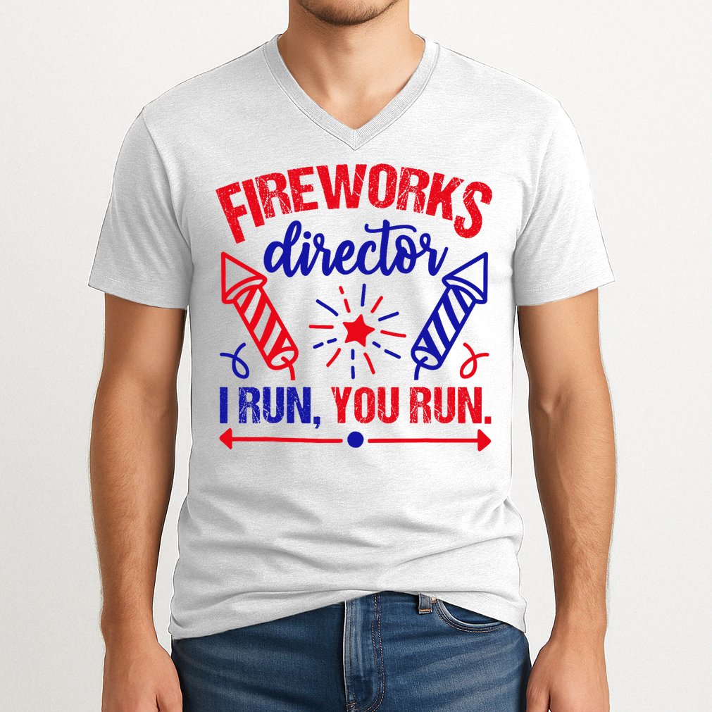 Fireworks Director I Run You Run 4th Of July Usa V-Neck T-Shirt