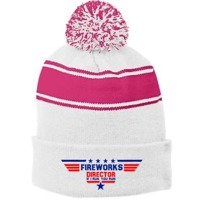 Fireworks Director If I Run You Run Stripe Pom Pom Beanie