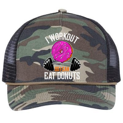 Funny Doughnut I Workout So I Can Eat Donuts Fitness Gym Great Gift Retro Rope Trucker Hat Cap