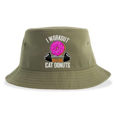 Funny Doughnut I Workout So I Can Eat Donuts Fitness Gym Great Gift Sustainable Bucket Hat