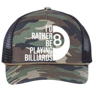 Father's Day I'd Rather Be Playing Billiards Perfect 8 Ball Gift For Dad Retro Rope Trucker Hat Cap