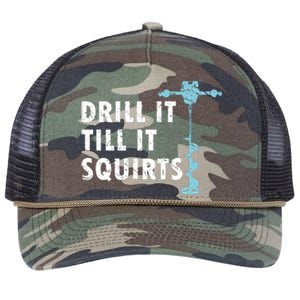 Funny Drill It Till It Squirts For Ice Fishing Lovers Retro Rope Trucker Hat Cap