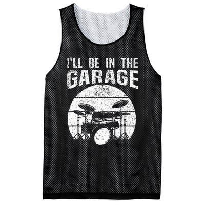 Funny Drummer Ill Be In The Garage Drum Set Drumming Lovers Mesh Reversible Basketball Jersey Tank