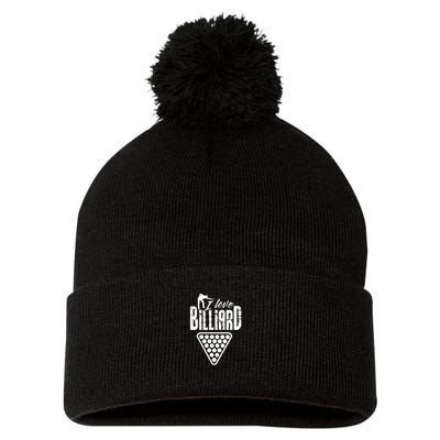 Father's Day I Love Billiards Pool Player Gift For Dad Pom Pom 12in Knit Beanie