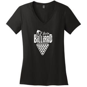 Father's Day I Love Billiards Pool Player Gift For Dad Women's V-Neck T-Shirt