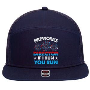 Fireworks Director If I Run You Run Celebrate 4th Of July 7 Panel Mesh Trucker Snapback Hat