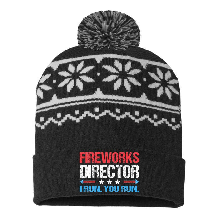 Fireworks Director I Run You Run Funny 4th Of July USA-Made Snowflake Beanie