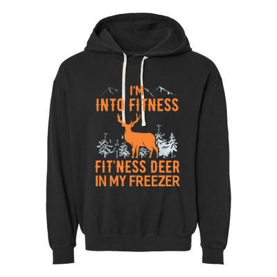 Fitness Deer In My Freezer Shirts Deer Hunting Garment-Dyed Fleece Hoodie