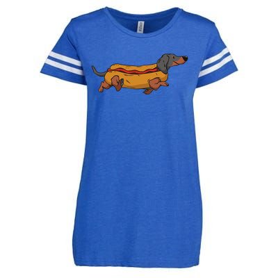 Funny Dachshund In Bun Weiner Hot Dog Cute Foodie Pun Enza Ladies Jersey Football T-Shirt