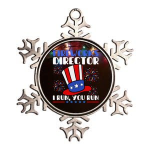 Fireworks Director I Run You Run Flag Funny 4th Of July Metallic Star Ornament