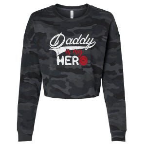 Firefighter Daddy Is My Hero Gift For Fire Son Daughter Cool Gift Cropped Pullover Crew