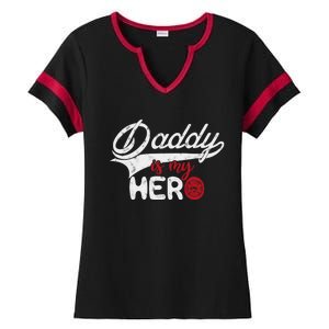 Firefighter Daddy Is My Hero Gift For Fire Son Daughter Cool Gift Ladies Halftime Notch Neck Tee