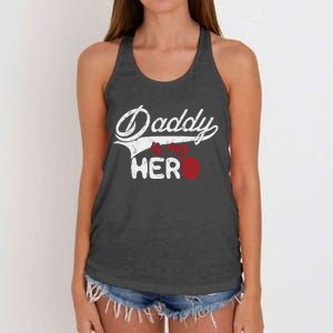 Firefighter Daddy Is My Hero Gift For Fire Son Daughter Cool Gift Women's Knotted Racerback Tank