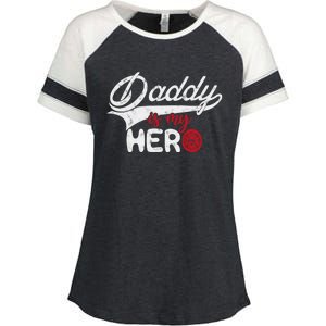 Firefighter Daddy Is My Hero Gift For Fire Son Daughter Cool Gift Enza Ladies Jersey Colorblock Tee