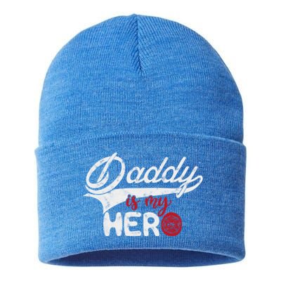 Firefighter Daddy Is My Hero Gift For Fire Son Daughter Cool Gift Sustainable Knit Beanie