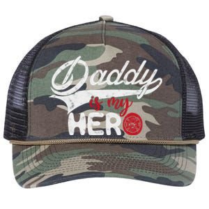 Firefighter Daddy Is My Hero Gift For Fire Son Daughter Cool Gift Retro Rope Trucker Hat Cap