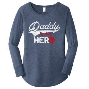 Firefighter Daddy Is My Hero Gift For Fire Son Daughter Cool Gift Women's Perfect Tri Tunic Long Sleeve Shirt