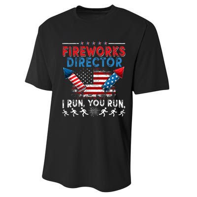 Fireworks Director I Run You Run 4th Of July Independence Performance Sprint T-Shirt