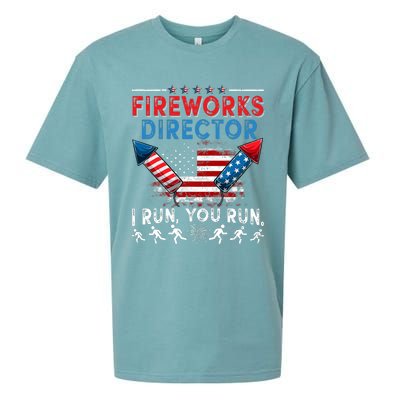 Fireworks Director I Run You Run 4th Of July Independence Sueded Cloud Jersey T-Shirt