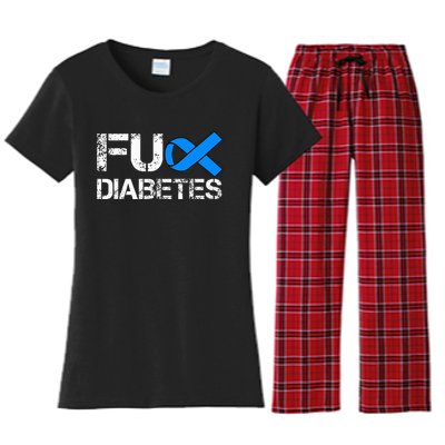 Fuck Diabetes I Hate Diabetes T1D Type 1 Diabetes Awareness Women's Flannel Pajama Set