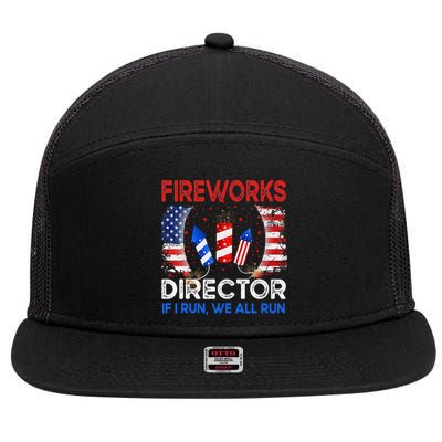 Fireworks Director If I Run You Run US 4th of July 7 Panel Mesh Trucker Snapback Hat