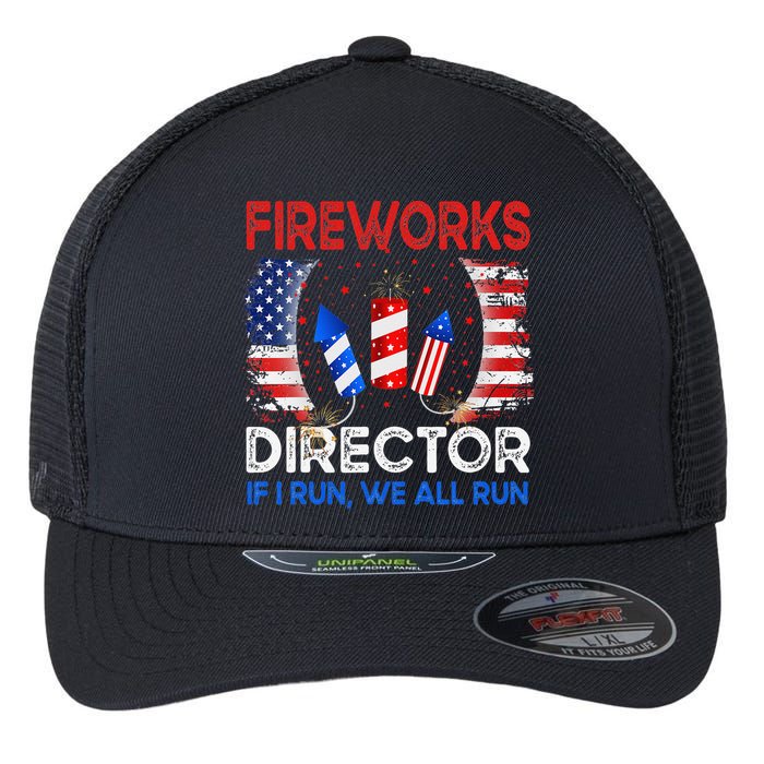 Fireworks Director If I Run You Run US 4th of July Flexfit Unipanel Trucker Cap