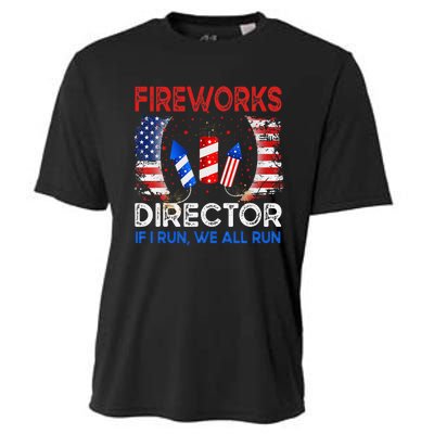 Fireworks Director If I Run You Run US 4th of July Cooling Performance Crew T-Shirt